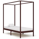 The Living Store Posteljni okvir z baldahinom temno rjav iz borovine 100x200 cm - Posteljni Okvir, (21438501) | Shoptok.si