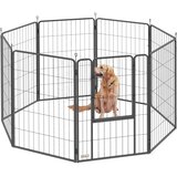 PawHut 8-stranski pasji ograd z 8 mrežastimi paneli, vrati in talnimi količki, (5000240171) | Shoptok.si