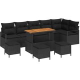 vidaXL Vrtna sedežna garnitura z blazino 10 pcs Črna Poly ratan, (5000144955) | Shoptok.si
