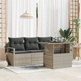 vidaXL set kavčev s 5 kosi z blazinami svetlo siva poli ratan | Shoptok.si