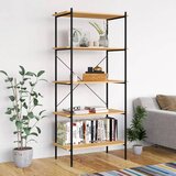 vidaXL 5-nadstropni regal s policami črn in hrast 80x40x163 cm Cene