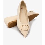 Resti Beige women's pointed-toe ballerinas with embellishment on the nose Tidita | Shoptok.si