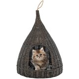 Kućica za mačke s jastukom siva 40 x 60 cm od prirodne vrbe | shoptok.hr