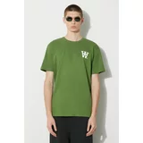 Wood Wood Bombažna kratka majica Ace AA Logo moška, zelena barva, 10285709.2222