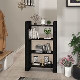 vidaXL knjižna omara/pregrada črna 80x35x125 cm trdna borovina Cene