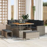 vidaXL 8 komada vrtni sofa set s jastučićima sive boje poli ratana akacija | shoptok.hr