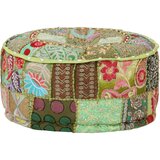 vidaXL Tabure s patchworkom okrugli pamučni 40 x 20 cm zeleni | shoptok.hr