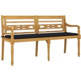  Klupa Batavia s crnim jastukom 150 cm od masivne tikovine | shoptok.hr