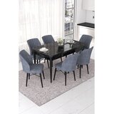 Hanah home Set Trpezarijski sto i 6 stolica Nef, Sivo-crna | Eponuda.ba