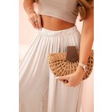 Kesi Włoski Women's wide trousers with elastic waistband beige | Shoptok.si
