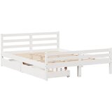vidaXL Posteljni okvir s predali bel 140x200 cm trdna borovina, (21304150) | Shoptok.si