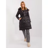 Fashion Hunters Black quilted winter jacket with buttons