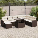  9-dijelni set vrtnih sofa s jastucima poliratan smeđi | shoptok.hr