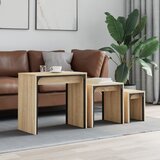 vidaXL Uklapajući stolići za kavu 3 kom boja hrasta konstruirano drvo | shoptok.hr