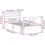 vidaXL Okvir kreveta s uzglavljem 75x190 cm od borovine | shoptok.hr