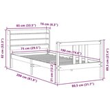 vidaXL Posteljni okvir z vzglavjem bel 75x190 cm trdna borovina, (21303960) | Shoptok.si