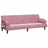 Maison Chic Raztegljiv kavč - Raztegljivi divan z naslonjali za roke roza žamet, (21729455) | Shoptok.si