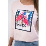 Kesi Blouse with flamingo graphics 3D powder pink | shoptok.hr