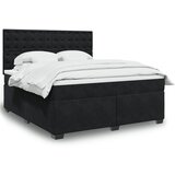 vidaXL Box spring postelja z vzmetnico črna 180x200 cm žamet | Shoptok.si