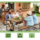  3-delna miza in klop za piknik iz lesene teksture za 8 oseb, rjava | Shoptok.si