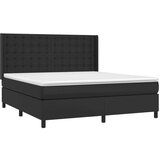  Box spring postelja z vzmetnico LED črna 180x200 cm um. usnje, (20789015) | Shoptok.si