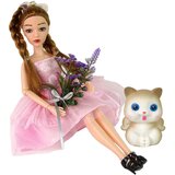  Lutka za igru Emily sa bež mačkom i pletenicama - 30 cm | shoptok.hr