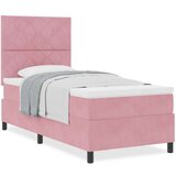 vidaXL Box Spring Krevet s Madracem Ružičasta Jedan Velur | shoptok.hr