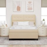 Box Postelja s pomičnim dnom in vzmetnico v kremni barvi, 160x200 cm, (22053055) | Shoptok.si
