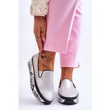 Kesi Women's slip-on leather sneakers silver Ottavia | Shoptok.si