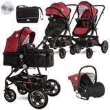 Lorelli LORA Red Elephants Kolica 3u1: Košara + Autosjedalica + Zimska Navlaka (0mj+) - (do 15kg/96cm) | shoptok.hr