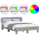  The Living Store Posteljni okvir z vzglavjem in LED siva sonoma 120x190 cm - Posteljni Okvir, (21450429) | Shoptok.si