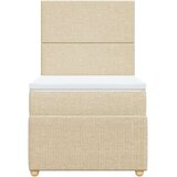 vidaXL Box spring postelja z vzmetnico krem 90x200 cm blago | Shoptok.si