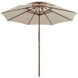  Dvojni senčnik 270x270 cm lesen drog kremno bele barve, (20692853) | Shoptok.si