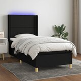 The Living Store Box spring postelja z vzmetnico LED črna 100x200 cm blago - Box Spring Postelja, (21521078) Cene