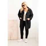 Kesi Włoski Plus Size women's coat shearling with wool and pockets black | Shoptok.si