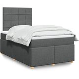  Krevet box spring s madracem tamnosivi 120 x 190 cm tkanina Slike