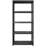 vidaXL Regal s policami 5-nadstropni črn 366x45,7x185 cm plastika | Shoptok.si