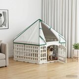  Ograda za Pse s 6 Panoa Bijela 122 x 106 x 79 cm Plastika | Shoptok.si