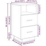 vidaXL Noćni ormarić s 2 ladice crni 36x36x68 cm | shoptok.hr