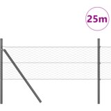 vidaXL heksagonalna ograda siva 0,4x25 m čelik, stupovi ograde 13 kom sivi Ø32 mm 80 cm pocinčani čelik | shoptok.hr
