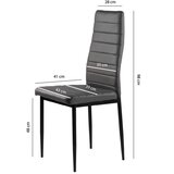  Set od 4 stolice za dnevni boravak i blagovaonicu s eko kožom, ergonomskim naslonom, siva | shoptok.hr