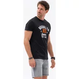 Ombre Majice s kratkimi rokavi T-shirt męski bawełniany z nadrukiem - czarny V4 OM-TSPT-0126 pisana