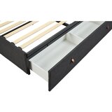 Actona Temno siva oblazinjena zakonska postelja s prostorom za shranjevanje in z letvenim dnom 160x200 cm Calvi – | Shoptok.si