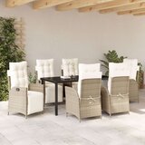 vidaXL 7-delni set vrtno-dining bež poli ratan | Shoptok.si