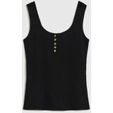 Marisse Black Ribbed Button-Up Top | ePonuda.com