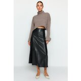 Trendyol Black Faux Leather High Waist Maxi Skirt Cene