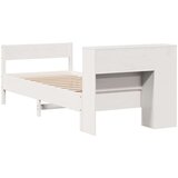 vidaXL Knjižna postelja brez vzmetnice bela 100x200 cm trdna borovina | Shoptok.si