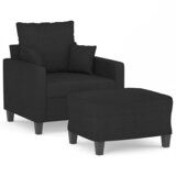 Fotelja s tabureom crna 60 cm od tkanine | shoptok.hr