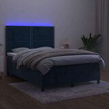  Box spring postelja z vzmetnico LED temno modra 140x190cm žamet, (20900677) | Shoptok.si