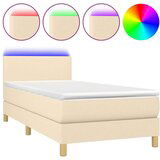  Box spring postelja z vzmetnico LED krem 80x200 cm blago, (20902324) | Shoptok.si